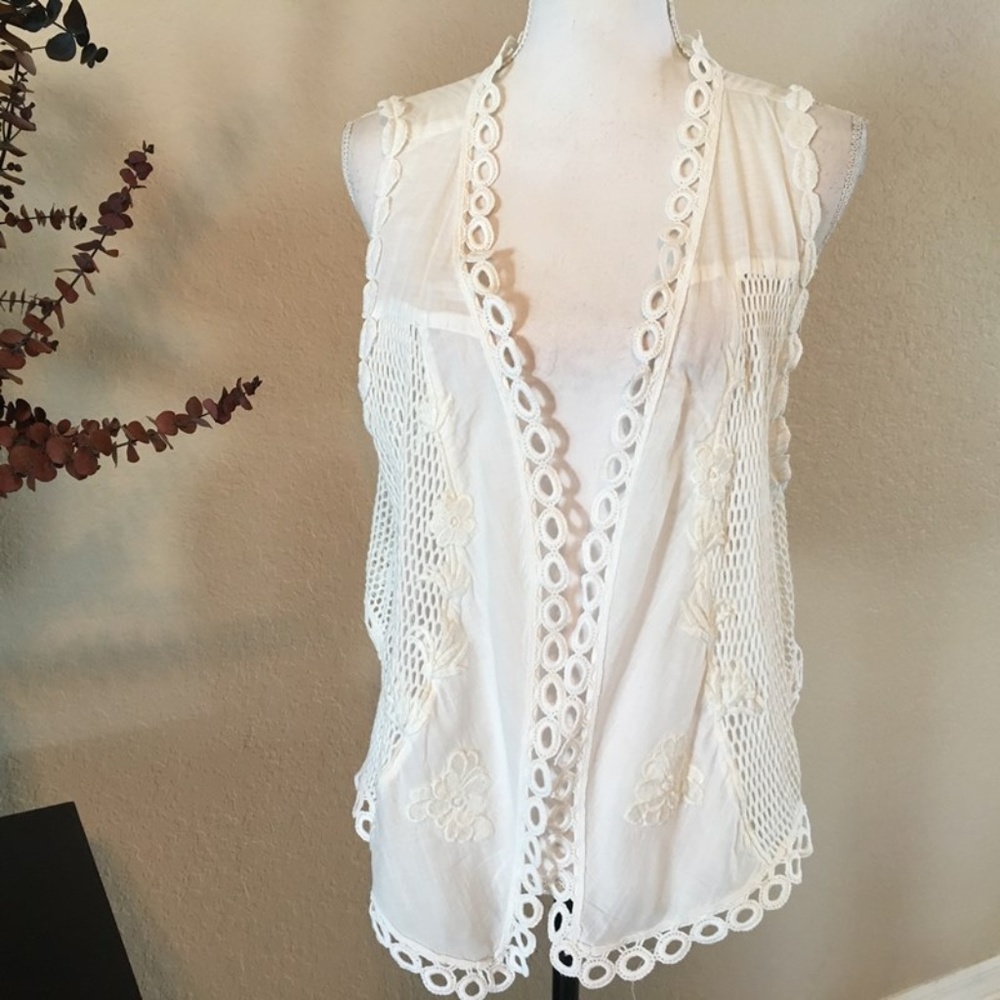 Jessica London Crochet Vest Size 18 Ivory